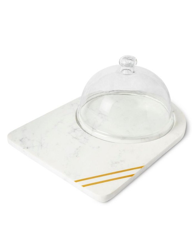 Bavaria Marble Cheese Board With Glass Cloche