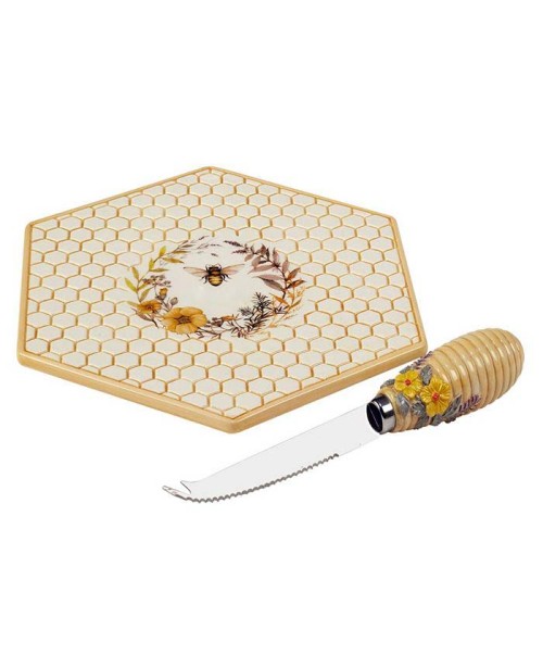 Bee Sweet Cheese Plate with Knife 3-D Dip Bowl wit...