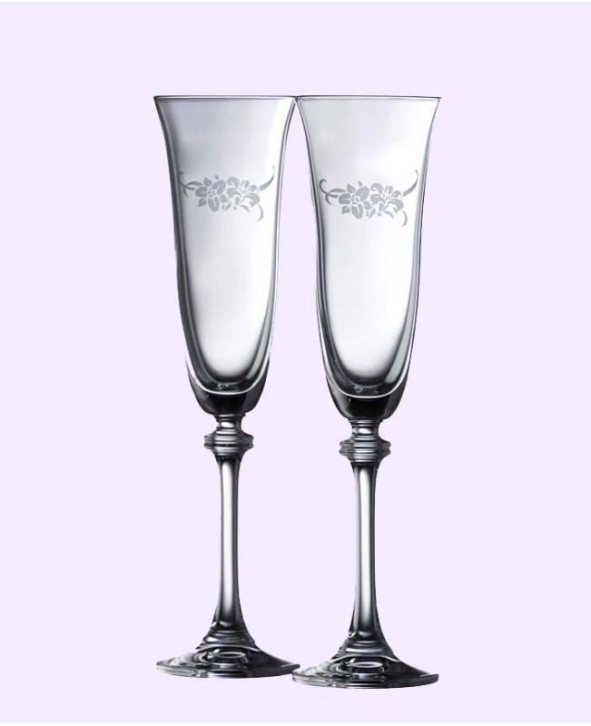 Floral Bride and Groom Liberty Flute Set