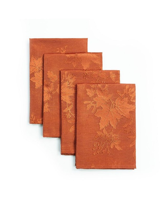 Countryside leaves raised jacquard napkins set of 4 rust 18 X 18