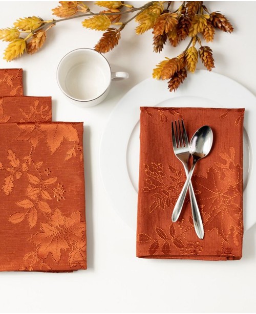 Countryside leaves raised jacquard napkins set of ...