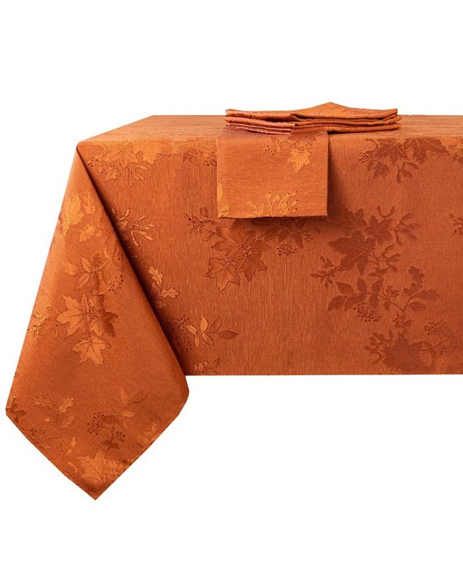 Countryside leaves raised jacquard tablecloth rust 60 X 102