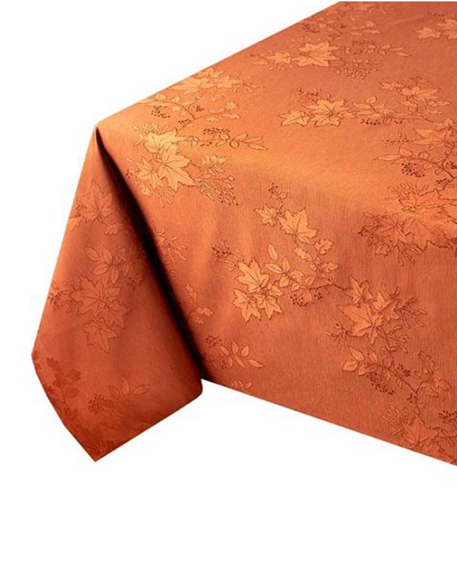 Countryside leaves raised jacquard tablecloth rust 60 X 120