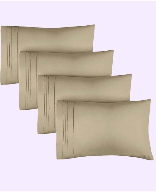 Pillowcase Set of 4 Soft Double Brushed Microfiber...