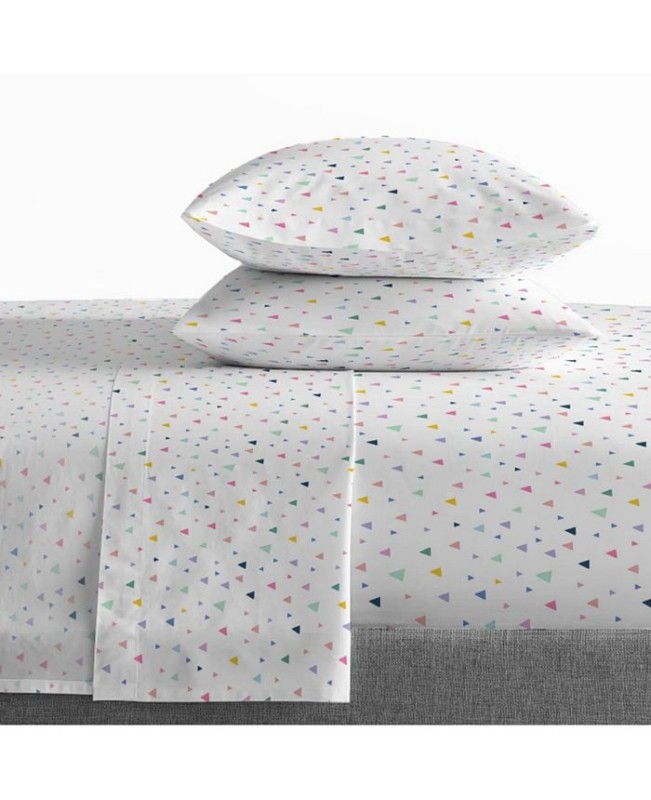 Multicolor Triangles 100% Organic Cotton Queen Sheet Set