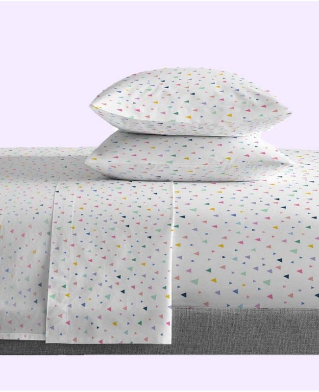 Multicolor Triangles 100% Organic Cotton Queen Sheet Set