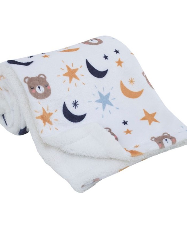 Goodnight Sleep Tight Bear  Moon and Star Super Soft Baby Blanket