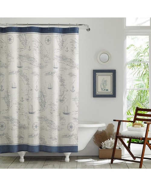 Tommy Bahama Caribbean Sea Cotton Shower Curtain  ...